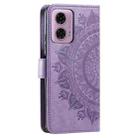 For Motorola Moto G85 Totem Flower Embossed Leather Phone Case with Lanyard(Purple) - 3