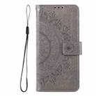 For Motorola Edge 50 Neo Totem Flower Embossed Leather Phone Case with Lanyard(Grey) - 2