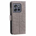 For Motorola Edge 50 Neo Totem Flower Embossed Leather Phone Case with Lanyard(Grey) - 3