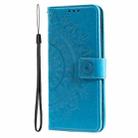 For Motorola Edge 50 Neo Totem Flower Embossed Leather Phone Case with Lanyard(Blue) - 2