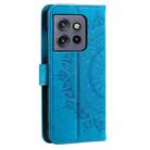 For Motorola Edge 50 Neo Totem Flower Embossed Leather Phone Case with Lanyard(Blue) - 3