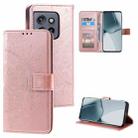 For Motorola Edge 50 Neo Totem Flower Embossed Leather Phone Case with Lanyard(Rose Gold) - 1