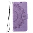 For Motorola Edge 50 Neo Totem Flower Embossed Leather Phone Case with Lanyard(Purple) - 2