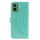 For Motorola Moto G35 Totem Flower Embossed Leather Phone Case with Lanyard(Green) - 3