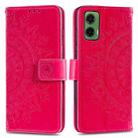 For Motorola Moto G35 Totem Flower Embossed Leather Phone Case with Lanyard(Red) - 1