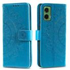 For Motorola Moto G35 Totem Flower Embossed Leather Phone Case with Lanyard(Blue) - 1