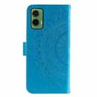 For Motorola Moto G35 Totem Flower Embossed Leather Phone Case with Lanyard(Blue) - 3