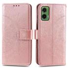 For Motorola Moto G35 Totem Flower Embossed Leather Phone Case with Lanyard(Rose Gold) - 1