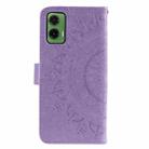 For Motorola Moto G35 Totem Flower Embossed Leather Phone Case with Lanyard(Purple) - 3