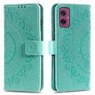 For Motorola Moto G55 Totem Flower Embossed Leather Phone Case with Lanyard(Green) - 1