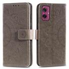 For Motorola Moto G55 Totem Flower Embossed Leather Phone Case with Lanyard(Grey) - 1