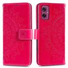 For Motorola Moto G55 Totem Flower Embossed Leather Phone Case with Lanyard(Red) - 1