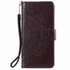 For Motorola Moto G55 Totem Flower Embossed Leather Phone Case with Lanyard(Brown) - 2