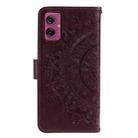 For Motorola Moto G55 Totem Flower Embossed Leather Phone Case with Lanyard(Brown) - 3