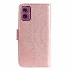 For Motorola Moto G55 Totem Flower Embossed Leather Phone Case with Lanyard(Rose Gold) - 3