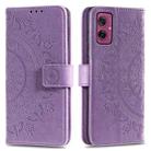 For Motorola Moto G55 Totem Flower Embossed Leather Phone Case with Lanyard(Purple) - 1