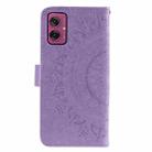 For Motorola Moto G55 Totem Flower Embossed Leather Phone Case with Lanyard(Purple) - 3