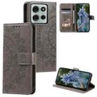 For Motorola Moto G75 5G Totem Flower Embossed Leather Phone Case with Lanyard(Grey) - 1