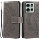 For Motorola Moto G75 5G Totem Flower Embossed Leather Phone Case with Lanyard(Grey) - 2