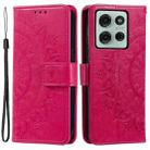 For Motorola Moto G75 5G Totem Flower Embossed Leather Phone Case with Lanyard(Red) - 2