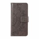 For Motorola Moto G05 Totem Flower Embossed Leather Phone Case with Lanyard(Grey) - 2