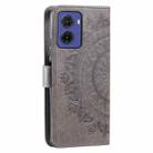 For Motorola Moto G05 Totem Flower Embossed Leather Phone Case with Lanyard(Grey) - 3