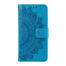 For Motorola Moto G05 Totem Flower Embossed Leather Phone Case with Lanyard(Blue) - 2