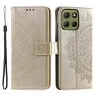 For Motorola Moto G15 Totem Flower Embossed Leather Phone Case with Lanyard(Gold) - 1