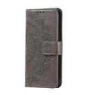 For Motorola Moto G15 Totem Flower Embossed Leather Phone Case with Lanyard(Grey) - 2