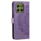 For Motorola Moto G15 Totem Flower Embossed Leather Phone Case with Lanyard(Purple) - 3