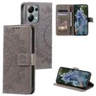 For Motorola Edge 60 Fusion Totem Flower Embossed Leather Phone Case with Lanyard(Grey) - 1