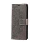 For Motorola Edge 60 Fusion Totem Flower Embossed Leather Phone Case with Lanyard(Grey) - 2