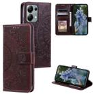 For Motorola Edge 60 Fusion Totem Flower Embossed Leather Phone Case with Lanyard(Brown) - 1