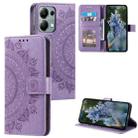 For Motorola Edge 60 Fusion Totem Flower Embossed Leather Phone Case with Lanyard(Purple) - 1
