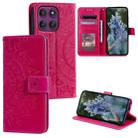 For Motorola Edge 60 Pro Totem Flower Embossed Leather Phone Case with Lanyard(Red) - 1