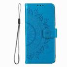 For Motorola Edge 60 Pro Totem Flower Embossed Leather Phone Case with Lanyard(Blue) - 2