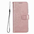 For Motorola Edge 60 Pro Totem Flower Embossed Leather Phone Case with Lanyard(Rose Gold) - 2