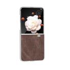 For Honor Magic V Flip PU Leather Frosted Transparent Edge Phone Case(Coffee) - 3