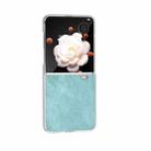 For Honor Magic V Flip PU Leather Frosted Transparent Edge Phone Case(Light Blue) - 3