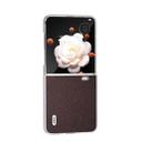 For Honor Magic V Flip ABEEL Genuine Leather Elegant Frosted Transparent Edge Phone Case(Coffee) - 3