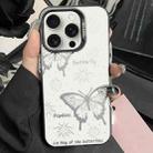 For iPhone 15 Pro Max Silver Painting PC Hybrid TPU Phone Case(Hollow Butterfly Black) - 1