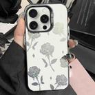 For iPhone 15 Pro Max Silver Painting PC Hybrid TPU Phone Case(Hollow Rose Black) - 1