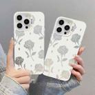 For iPhone 15 Pro Max Silver Painting PC Hybrid TPU Phone Case(Hollow Rose White) - 3