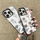 For iPhone 15 Pro Max Silver Painting PC Hybrid TPU Phone Case(Hollow Tulips Black) - 3