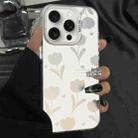 For iPhone 15 Pro Max Silver Painting PC Hybrid TPU Phone Case(Hollow Tulips White) - 1