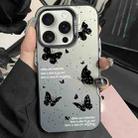 For iPhone 15 Pro Max Silver Painting PC Hybrid TPU Phone Case(Ink Butterfly Black) - 1