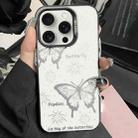 For iPhone 15 Pro Silver Painting PC Hybrid TPU Phone Case(Hollow Butterfly Black) - 1