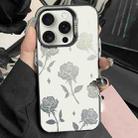 For iPhone 15 Pro Silver Painting PC Hybrid TPU Phone Case(Hollow Rose Black) - 1