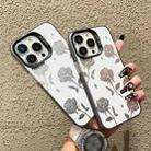 For iPhone 15 Pro Silver Painting PC Hybrid TPU Phone Case(Hollow Rose Black) - 3