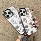 For iPhone 15 Pro Silver Painting PC Hybrid TPU Phone Case(Hollow Tulips Black) - 3
